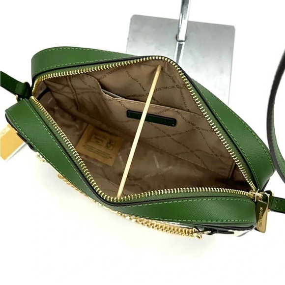 Michael Kors Large EW Zip Chain Crossbody Bag & ZA Card Case Wallet Fern Green - Picture 8 of 15